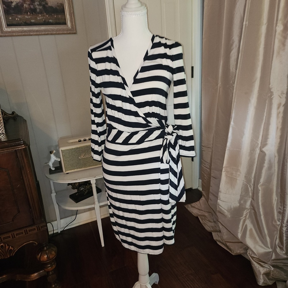Tommy Hilfiger Striped Wrap Dress. Small. Near Knee.  Nautical. Classic. Preppy.